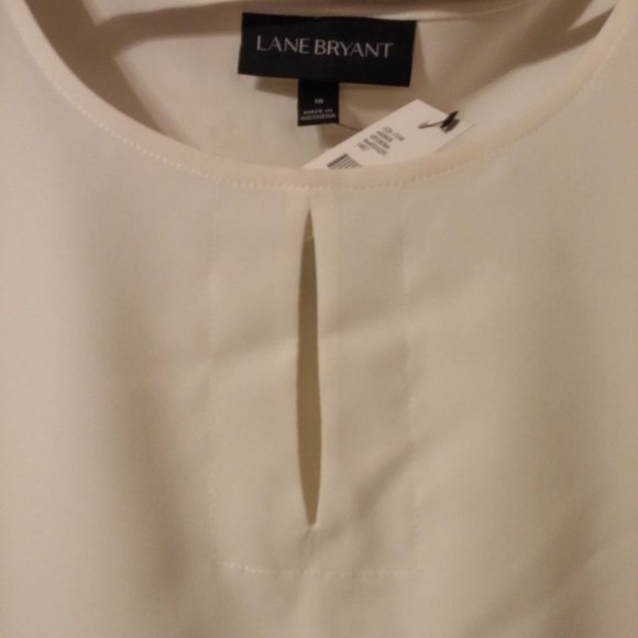 Lane Bryant Shoulderless Short Sleeve Blouse White Polyester Keyhole Top Size 18 - Picture 7 of 10